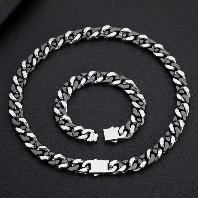 China Hiphop Steel Jewelry Set Miami Cuban Chain Fashion Men's Necklace for sale