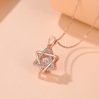 China Fashion Hexagram Diamond Necklace Fashion Women's Jewelry Stainless Steel Pendant for sale