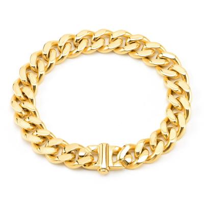 China Hiphop Titanium Mens 316l Stainless Steel Cuban Link Necklace Hip Hop 18k Gold Plated Miami Chunky Cuban Chain 10mm/12mm Width for sale