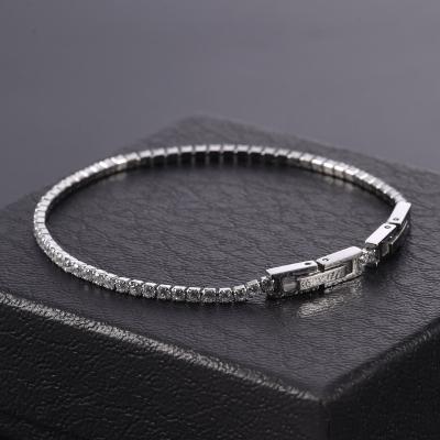 China Hiphop 3mm AAA Tennis Bracelet Stainless Steel CZ Tennis Bracelet Black Colorful Diamond Cubic Zircon Bracelet Alternative Tennis Chain for sale