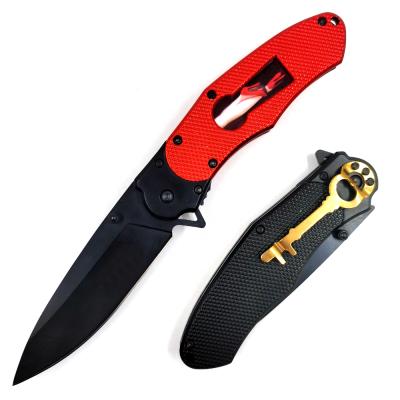 China Screw Release (PK-3256R) 4.75 Inch Black Coating Blade Anodized Red Aluminum Handle Assisted Opening Pocket Survival Folding Outdoor Knife for sale