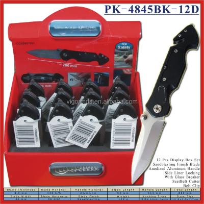 China Survival Side Outdoor Camping Rescue Set 12Pcs Display Lock (PK-4845BK-12D) Folding Pocket Knife for sale