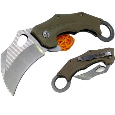 China (PK-XR004) New Non-variable Curved Washed Swept Pocket Folding Blade Desert Group of Ten Handle Tiger Claw Knife for sale