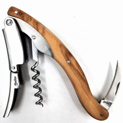 China (WC-119FEW) Full Premium Viable High Quality Wine Corkscrew Key Bottle Wine Opener Olive Wood Handle Double Lever for sale