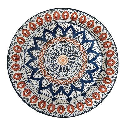 China Sustainable Wholesale Porcelain Bohemian Designed Art Oriental Plate Dinnerware Ceramic Restaurant Dining Dishes Party Trays for sale