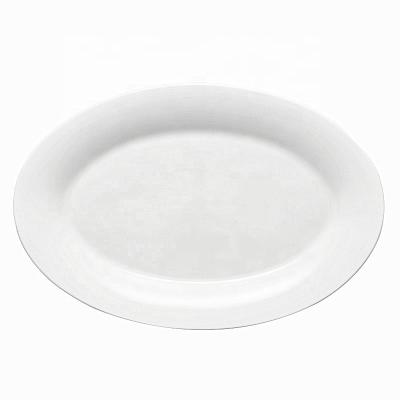 China Multi Size Restaurant Porcelain Sustainable Fish Dish Sets Large Size Ceramic White Oval Durable Dish Large Oval Ceramic Tray for sale