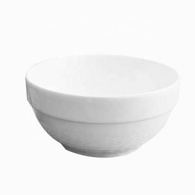 China Sustainable 4.5 Inch Embossed Ceramic Dinnerware Porcelain White Serving Bowl for sale