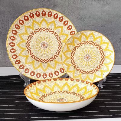 China Sustainable Ceramic Wholesale Dinnerware Nordic Kitchen Set Colorful Round Dinnerware Porcelain Dinnerware Set for sale