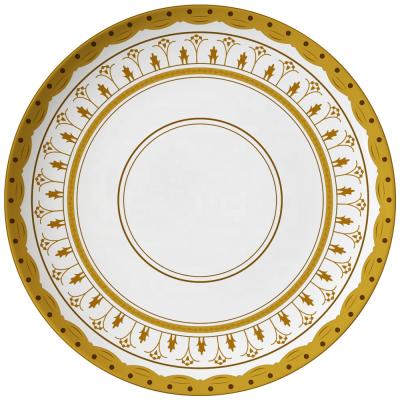 China Viable Bone China White Gold Ceramic Dinner Plates Dishes Set Under Plates Wedding Gold Dowery Dinner Set for sale