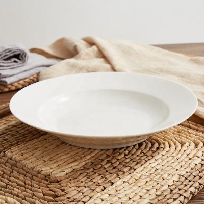 China 8 inch viable top selling porcelain ceramic salad bowl tableware borscht soup dish porcelain restaurant pasta dish for sale