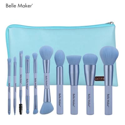 China Angular Blush Amazon Bestselling 10pcs Color Index Foundation Makeup Brush Flat Surface Kabuki Brush For Face for sale