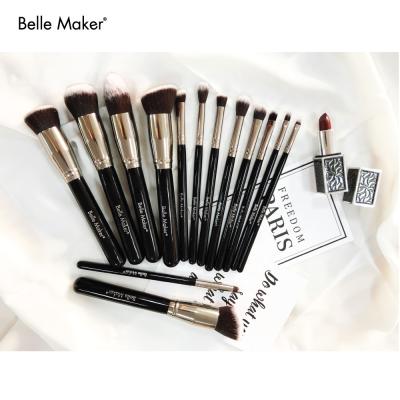 China Angular Blush Black Best Quality Synthetic Hair 14 Pcs Wholesales Makeup Brush Set Professional Cosmetic Brushes for sale