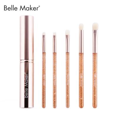 China Angular Blush BelleMaker 5pcs Glitter High Quality Beauty Makeup Set Pink Brush With Smudge Contour Concealer Blending Brush for sale