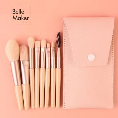 China Angular Blush Custom Logo 8Pcs Multifunctional Private Label Foundation Foundation Makeup Brush With Bag for sale