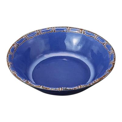 China Wholesale Viable Antique Collocation Blue Ink Salad Bowl Melamine Tableware Melamine Two-Disc and Bowl Set Tableware for sale