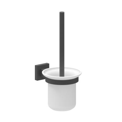 China 304 Stainless Steel Modern Square Mates Black Toilet Brush Holder On The Wall for sale