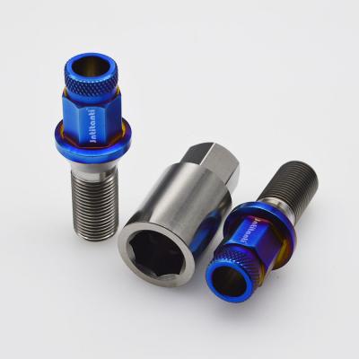 China Custom Gr5 Titanium Burnt Blue Cone M14 Seat Anti-theft Gr.5 Titanium Wheel Bolt for sale