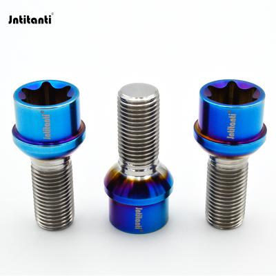 China Motocycle Customized Socket Torx Head Blue Color Anti-theft Burnt Titanium Wheel Gr.5 Bolt for sale