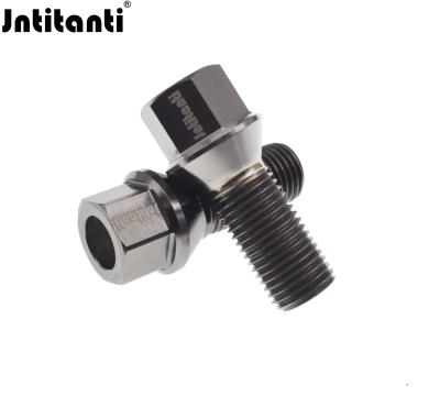 China Jntitanti Light Weight Super Hard Corrosion Resistant Black Titanium Hub Bolt M14*1.5*28mm With Cone Seat 6Al-4V Titanium Lug Bolt for sale