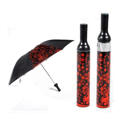 China Fashion Silver Coated Bottle Umbrella Shape Personalized Customized Gift Advertising Wine Bottle Umbrella for sale