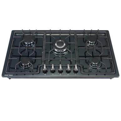 China Hotel Home Appliances Stainless Steel 90cm 5 Burner Cast Iron Grill Kitchen Gas Stove for sale