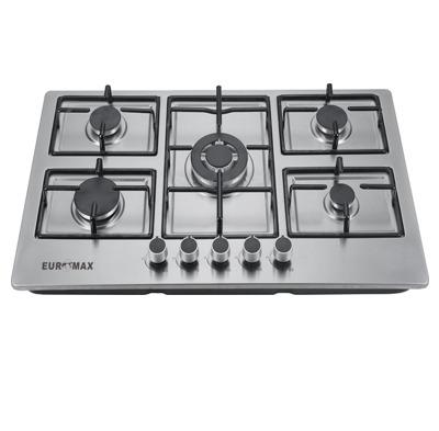 China Hotel cooktop 5 burner gas stove stainless steel family kitchen stove gas hob for sale