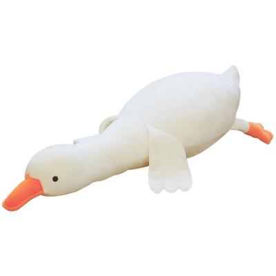 China Play Big Cute White Goose Plush Toy Doll Hugging Pillow Girl Soft Cute Long Sleep Bed Doll Custom Plush Toy for sale