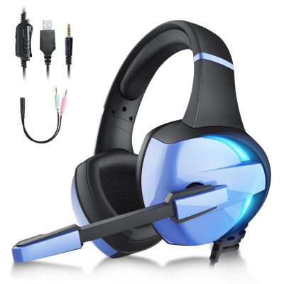 China RGB Light Gaming Headset With 50MM Driver Soft Memory Earmuffs Noise Canceling Mic Surround Stereo Gaming Headphones for sale