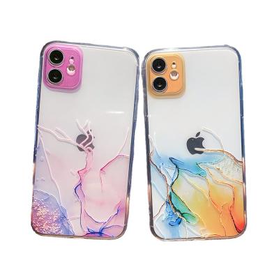 China Transparent Anti-fall Laser Gradient Watercolor Painting Phone Case For iPhone 13 Mini Soft Shockproof Cove for sale