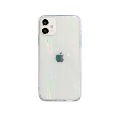 China Anti-fall laser laser for iphone 13 cell phone case for iPhone 11/12 7plus transparent acrylic case for sale