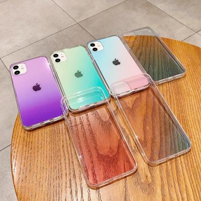 China Transparent Anti-fall Gradient Phone Case For iPhone 13 Tempered Glass Phone Case for sale