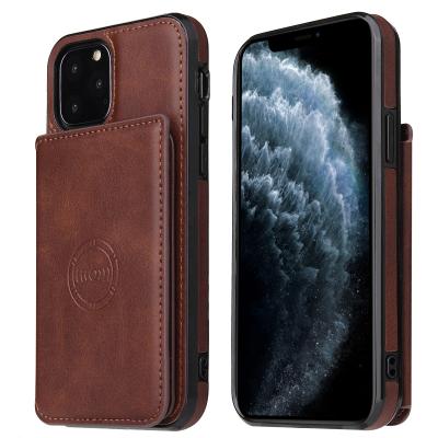 China Magnetic Grain Business Crazy Horse Card Phone Case Anti-fall Leather Wallet Case For iPhone13Promax for sale