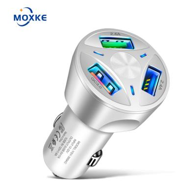 China Mobile Phone Moxke QC3.0 3USB Fast Charging Car Charger Hub Multi-port USB With Indicator 9V/12V Mobile Phone Car Charger Customized Logo for sale