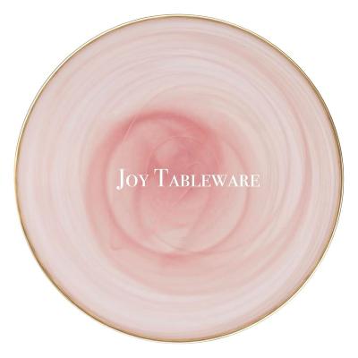 China Sustainable Wholesale Charger Dish Frosted Colored Pink Glass Charger Dish Charger Dishes For Wedding for sale