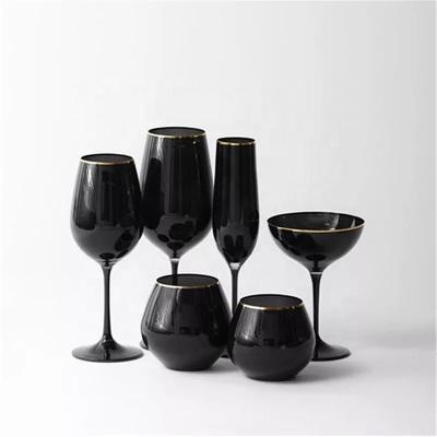 China American Style Joy Tableware Colorful Decorative Wedding Glassware Set Modern Black Stemless Wine Glass Sets for sale