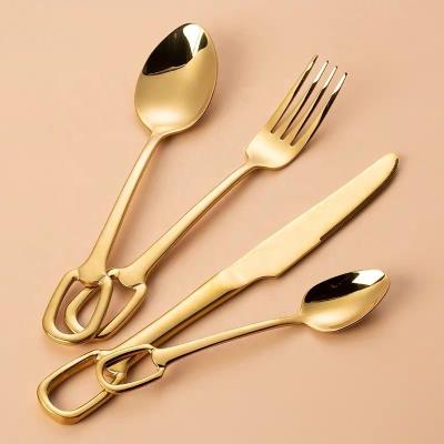 China Viable Royal Joy Tableware Gold Plated Colored Flatware Sets for sale