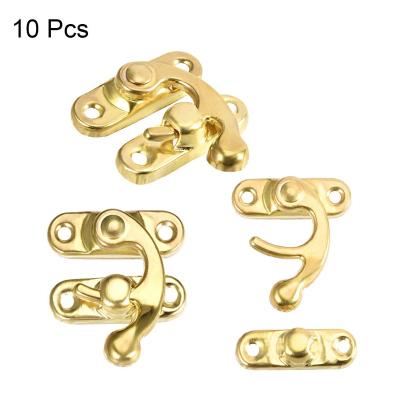 China 42mm x 37mm Swing Arm Bolt Vintage Antique Latch Straight Hook Latch Hook Hasp Gold Plated With Screws for sale