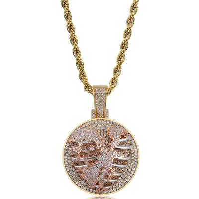 China 2020 HipHop Trend CZ Copper Gold Plated Jewelry Slot Heart Locket Pendant Necklace for sale