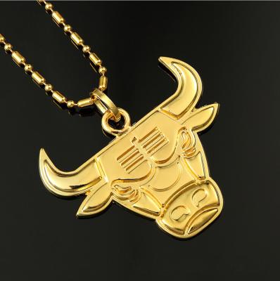 China Cool Angry OX HipHop 18K Gold HipHop Pendant Chain Necklace for sale