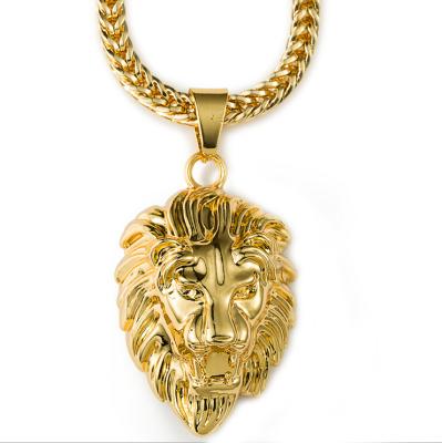 China Hip Hop / Cool Men's Hip Hop 14K Gold Lion Head Pendant Franco Chain Necklace Hitter Fashion for sale