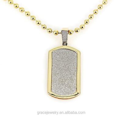 China Mens Hip Hop Style Hip Hop Silver Sandblasted Dog Tag Necklaces For Men for sale