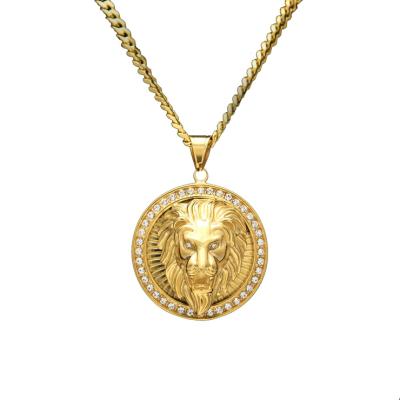 China Gold Plated Hip Hop Hiphop Bling Lion Head Dog Tags Pendant Necklace for sale