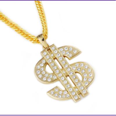 China Hiphop Fashion Mens Dollar Sign Necklace By Hip Hop Jewelry Wholesaler for sale