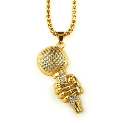 China Big HipHop Gold Cheap Microphone HipHop Pendant Necklace For Men for sale