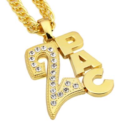 China Hiphop Hiphop Fashionable 18k Gold 2PAC High Polished Pendant Chain for sale