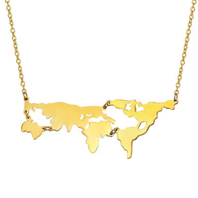 China Hot Selling HipHop Hiphop Iced Out 14K 18K Jewelry World Map Gold Plated Pendant Necklace for sale