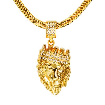 China Cool Gold Lion Head Charm Pendant HipHop HipHop Necklace for Men for sale