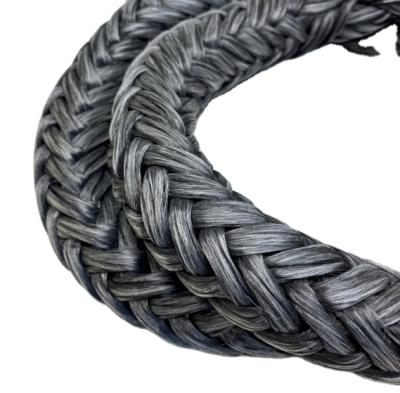 China Universal 24 Mm 12 Strands UHMWPE Black High Tensile Electric Tensile Ropes for sale