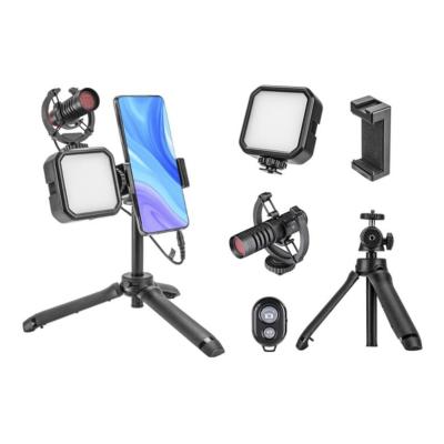 China ANJIESI Microphone Live Broadcast Microfono Lighting Tripod OEM Cable OEM Set Mobile Camera Phone Shotgun Condenser Microphone Smartphone Vlogging Ki for sale