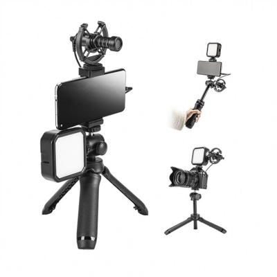 China Professional OEM Phone Condenser Shotgun Microphone Cable Kit Camera LED Stand Fill Studio Vlogging Photographic Lighting Shooting Set for sale